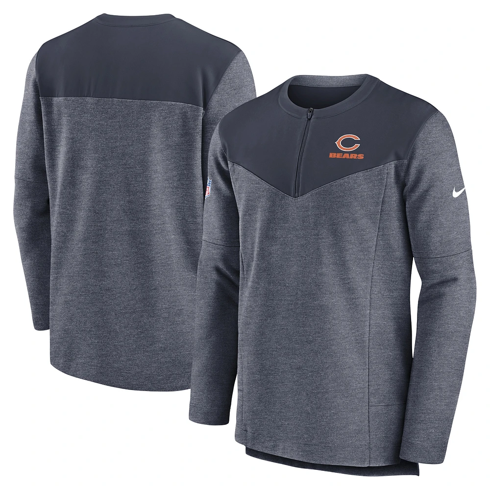 Men's Nike Navy Chicago Bears Sideline Lockup Performance Quarter-Zip Top