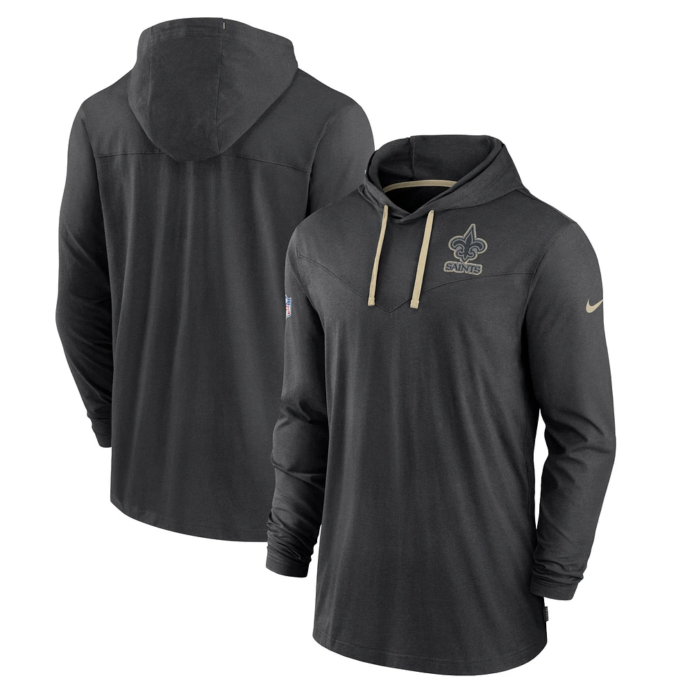 Men's Nike Black New Orleans Saints Sideline Pop Performance Pullover Long Sleeve Hoodie T-Shirt