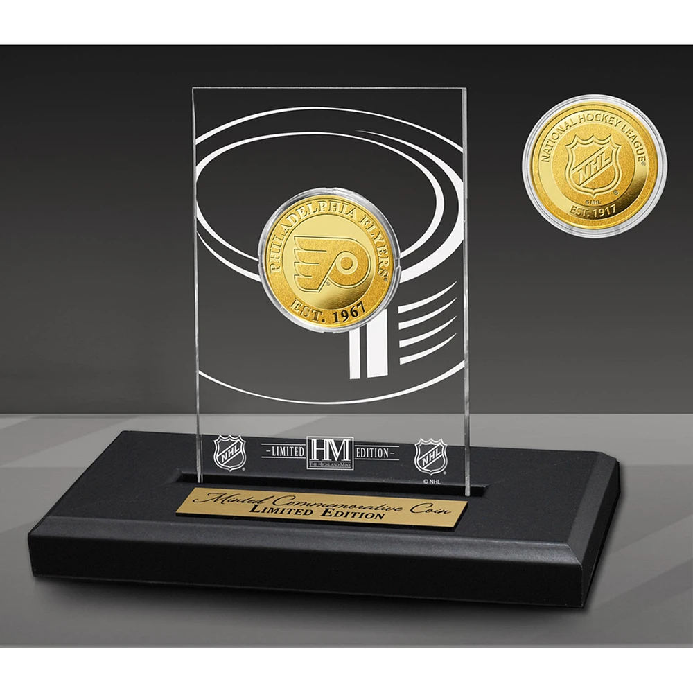 Highland Mint Philadelphia Flyers 3'' x 5'' Acrylic Gold Coin Desk Top Display