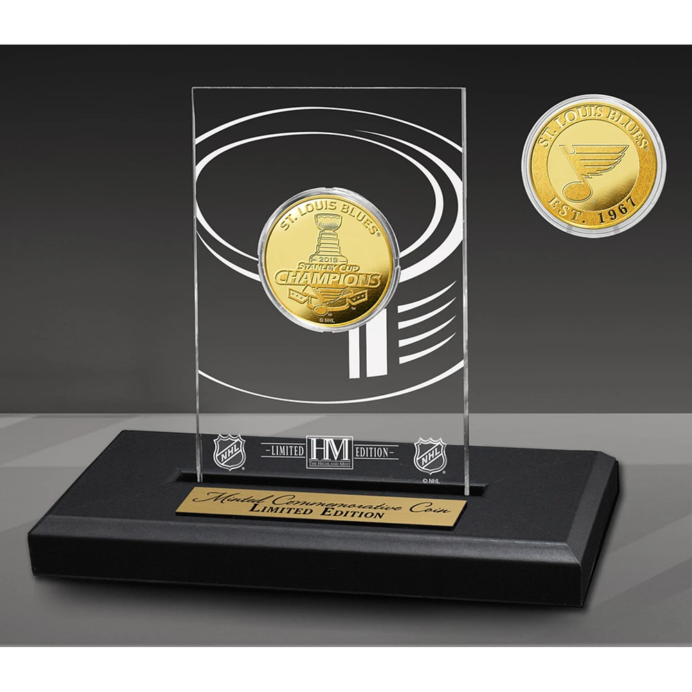 Highland Mint St. Louis Blues 2019 Stanley Cup Champions 3'' x 5'' Acrylic Gold Coin Desk Top Display
