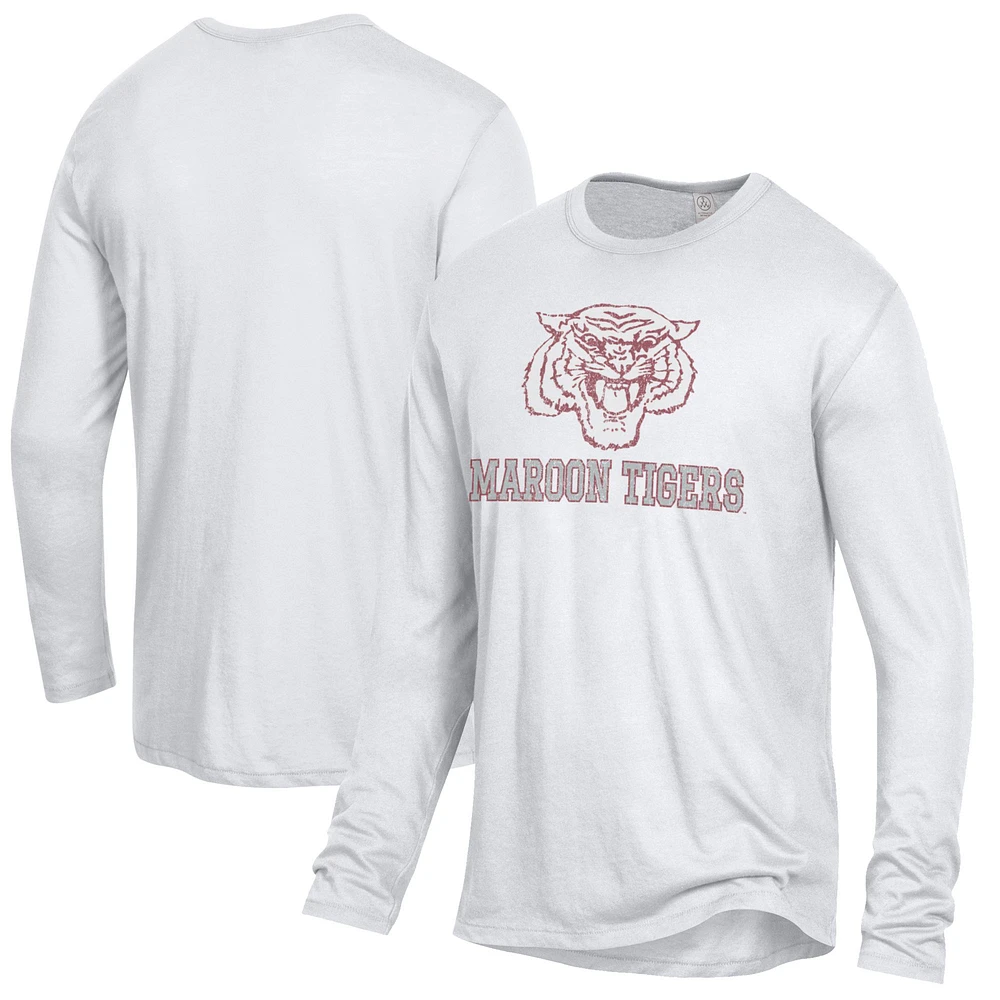 Men's White Morehouse Maroon Tigers Keeper Long Sleeve T-Shirt