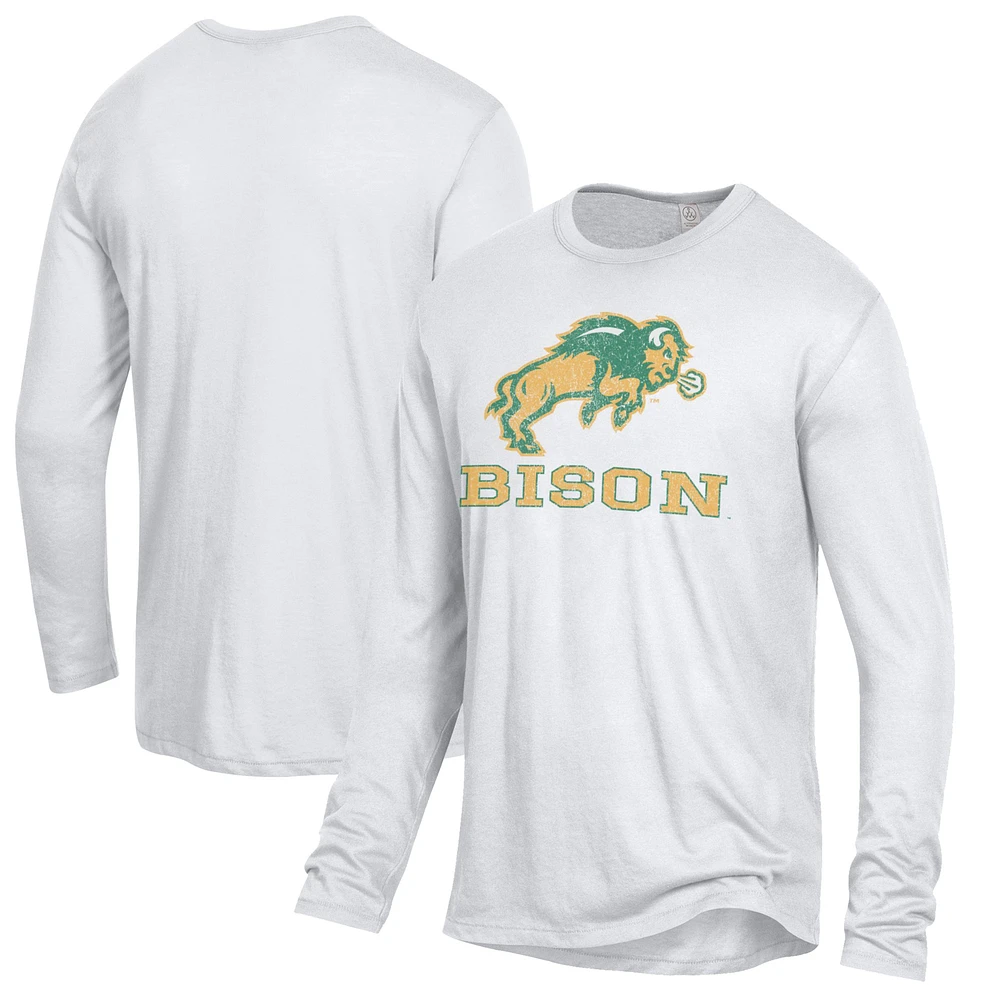 Men's White NDSU Bison Keeper Long Sleeve T-Shirt