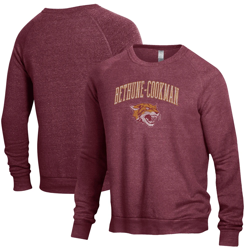 Men's Heathered Maroon Bethune-Cookman Wildcats The Champ Tri-Blend Pullover Sweatshirt