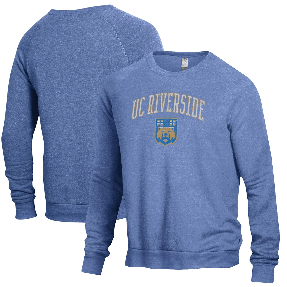 Men's Heathered Blue UC Riverside Highlanders The Champ Tri-Blend Pullover Sweatshirt