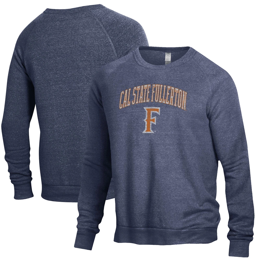 Men's Heathered Navy Cal State Fullerton Titans The Champ Tri-Blend Pullover Sweatshirt