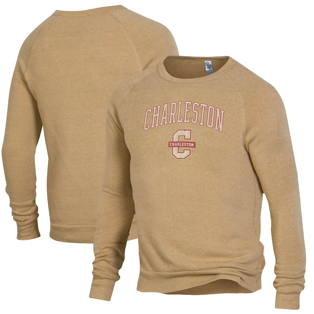 Men's Heathered Gold Charleston Cougars The Champ Tri-Blend Pullover Sweatshirt