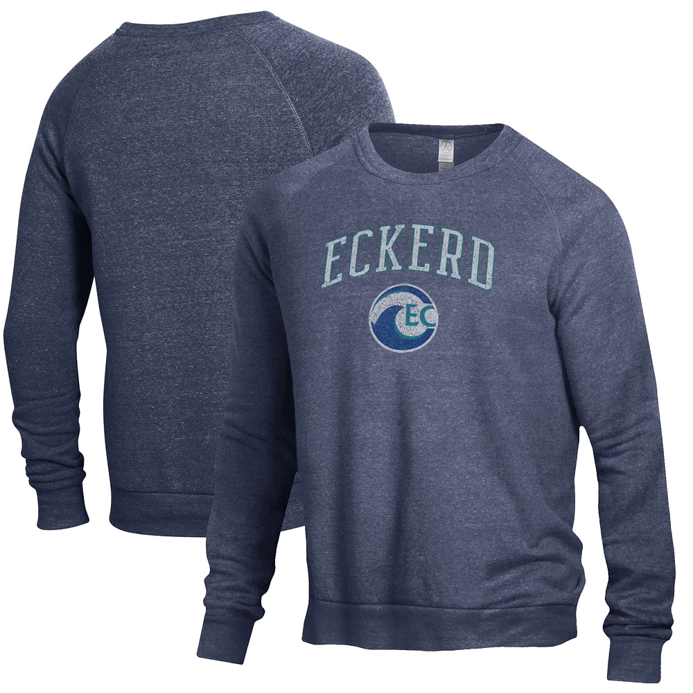 Men's Heathered Navy Eckerd Tritons The Champ Tri-Blend Pullover Sweatshirt
