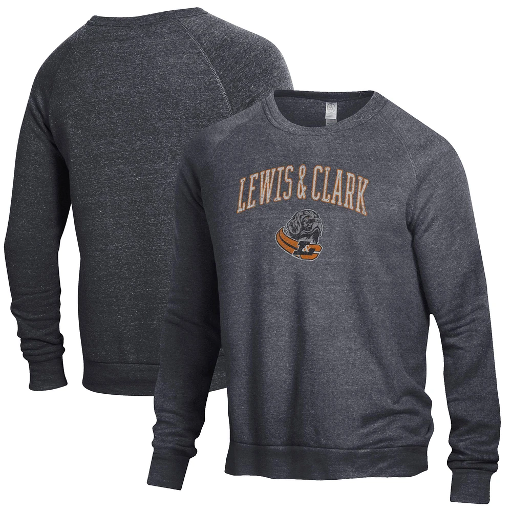 Men's Heathered Black Lewis & Clark College Pioneers The Champ Tri-Blend Pullover Sweatshirt