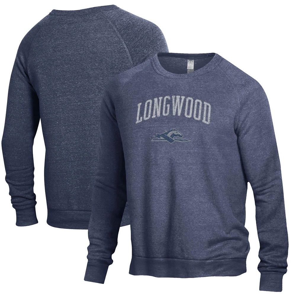 Men's Heathered Navy Longwood Lancers The Champ Tri-Blend Pullover Sweatshirt