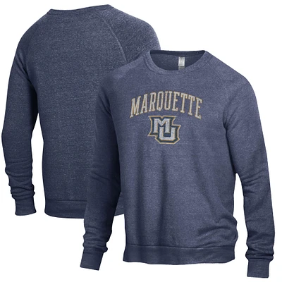 Men's Heathered Navy Marquette Golden Eagles The Champ Tri-Blend Pullover Sweatshirt