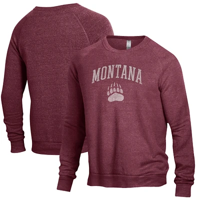 Men's Heathered Maroon Montana Grizzlies The Champ Tri-Blend Pullover Sweatshirt