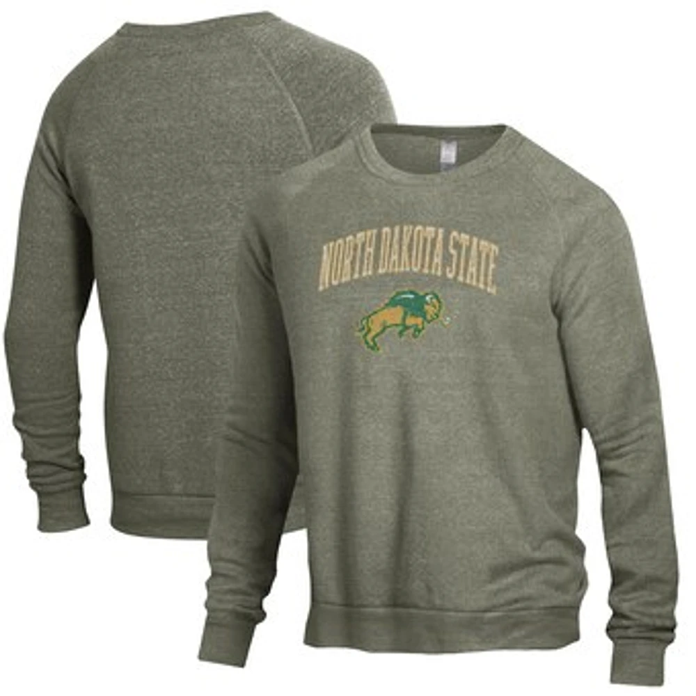 Men's Heathered Green NDSU Bison The Champ Tri-Blend Pullover Sweatshirt
