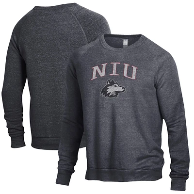 Men's Heathered Black Northern Illinois Huskies The Champ Tri-Blend Pullover Sweatshirt