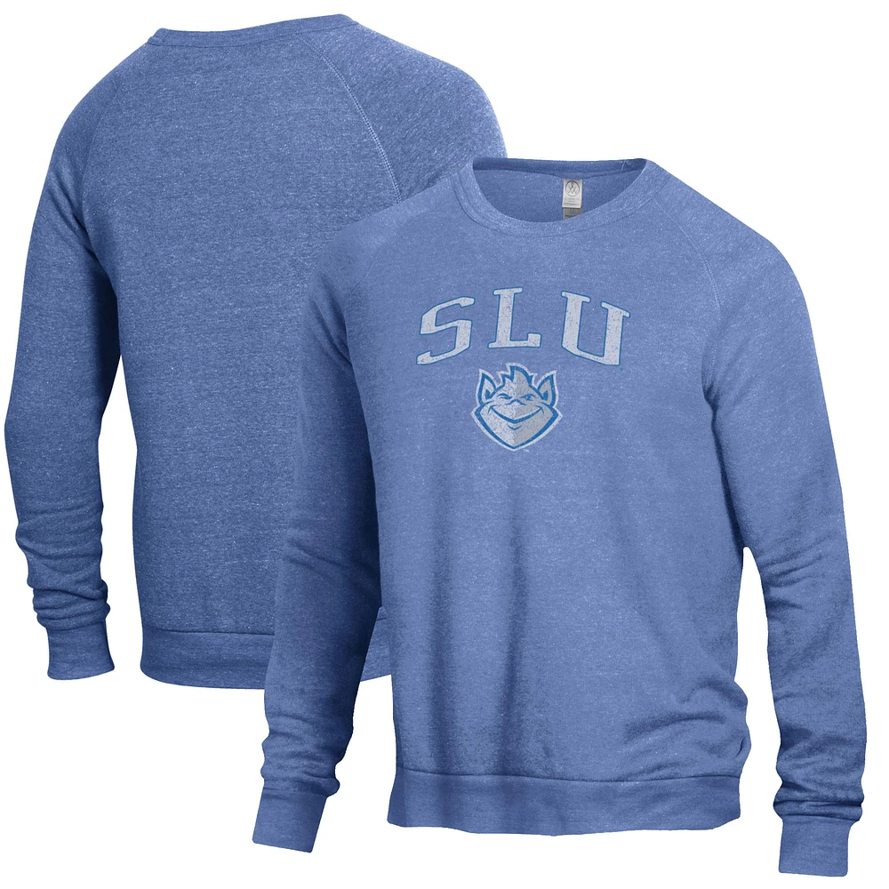 Men's Heathered Blue Saint Louis Billikens The Champ Tri-Blend Pullover Sweatshirt