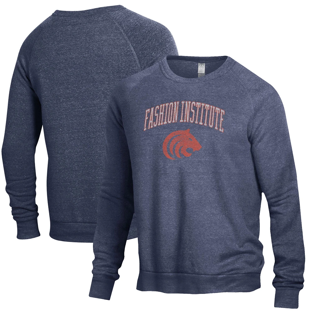 Men's Heathered Navy SUNY Fashion Institute of Technology Tigers The Champ Tri-Blend Pullover Sweatshirt