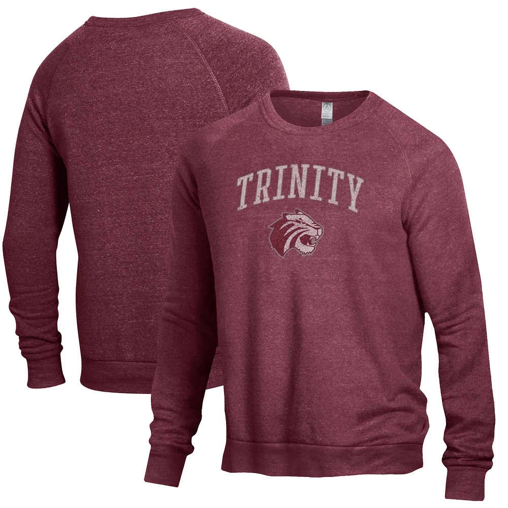 Men's Heathered Maroon Trinity Tigers The Champ Tri-Blend Pullover Sweatshirt