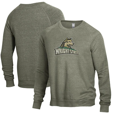 Men's Heathered Hunter Green Wright State Raiders The Champ Tri-Blend Pullover Sweatshirt
