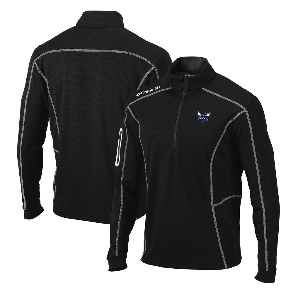 Men's Columbia Black Charlotte Hornets Team Shotgun Quarter-Zip Pullover Jacket