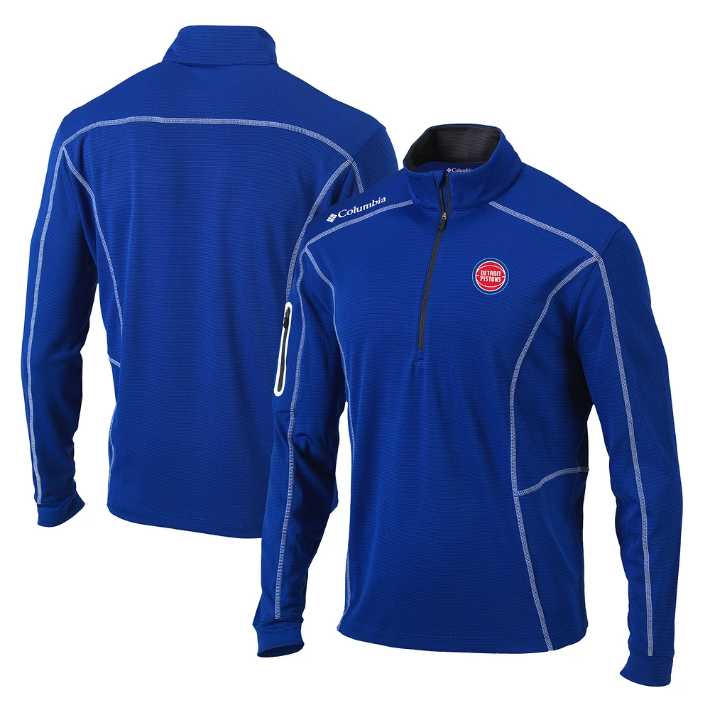 Men's Columbia Blue Detroit Pistons Shotgun Quarter-Zip Pullover Jacket