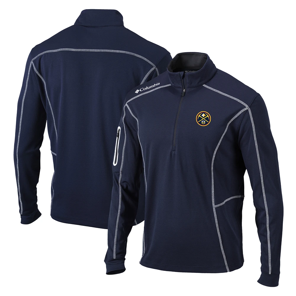 Men's Columbia Navy Denver Nuggets Shotgun Quarter-Zip Pullover Jacket