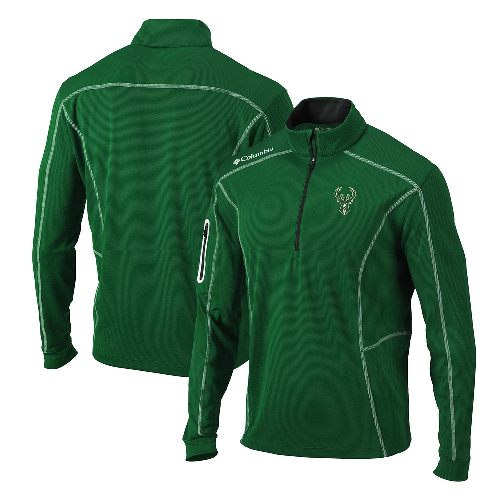 Men's Columbia Hunter Green Milwaukee Bucks Shotgun Quarter-Zip Pullover Jacket