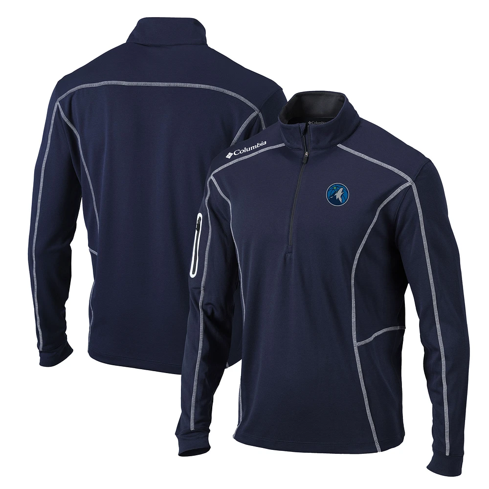 Men's Columbia Navy Minnesota Timberwolves Shotgun Quarter-Zip Pullover Jacket