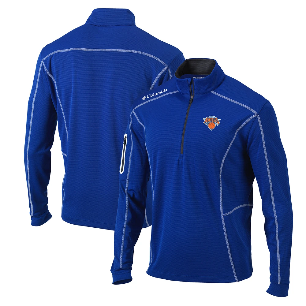 Men's Columbia Blue New York Knicks Shotgun Quarter-Zip Pullover Jacket
