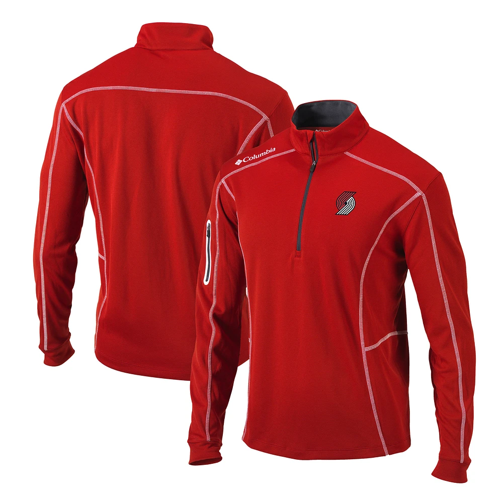 Men's Columbia Red Portland Trail Blazers Shotgun Quarter-Zip Pullover Jacket