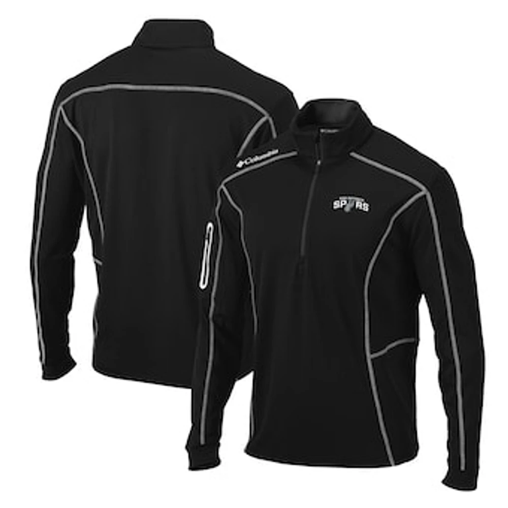 Men's Columbia Black San Antonio Spurs Team Shotgun Quarter-Zip Pullover Jacket