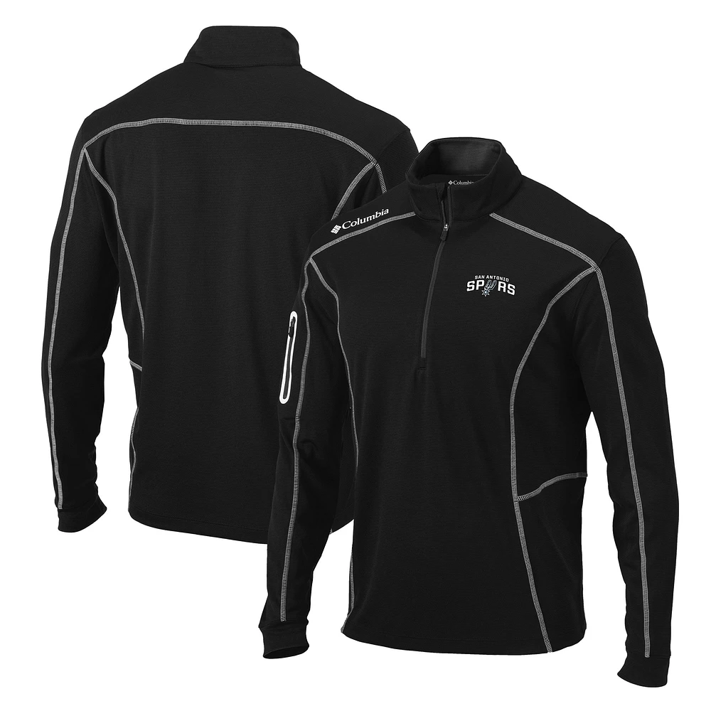Men's Columbia Black San Antonio Spurs Team Shotgun Quarter-Zip Pullover Jacket