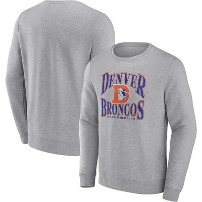 Men's Fanatics Heathered Charcoal Denver Broncos Playability Pullover Sweatshirt
