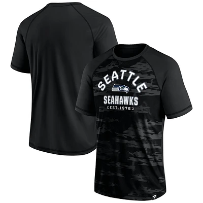 Men's Fanatics Seattle Seahawks Blackout Hail Mary Raglan T-Shirt