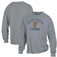 Men's ComfortWash Gray Cal State Fullerton Titans Arch Logo Garment Dyed Long Sleeve T-Shirt