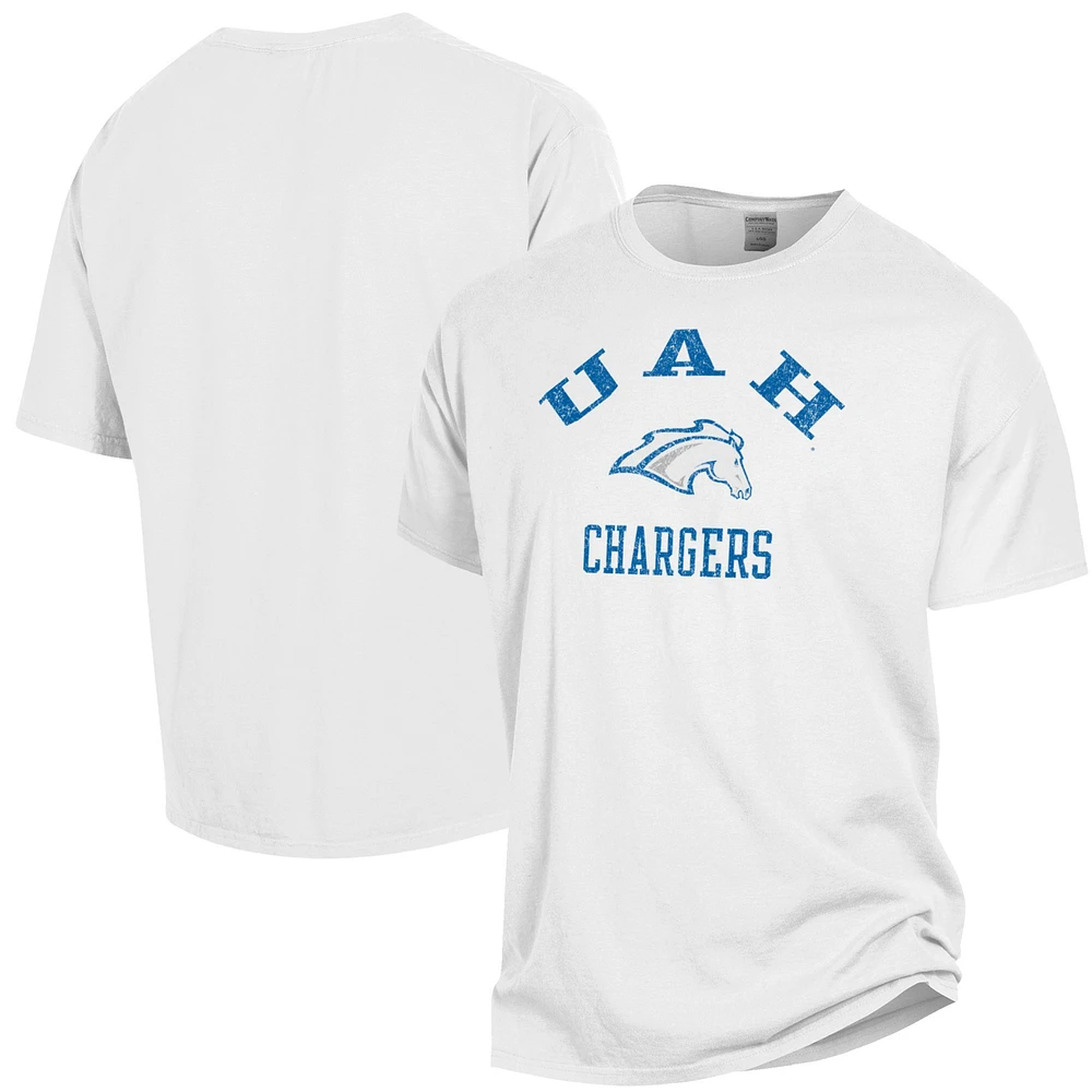 Men's ComfortWash White UAH Chargers Arch Logo Garment Dyed T-Shirt