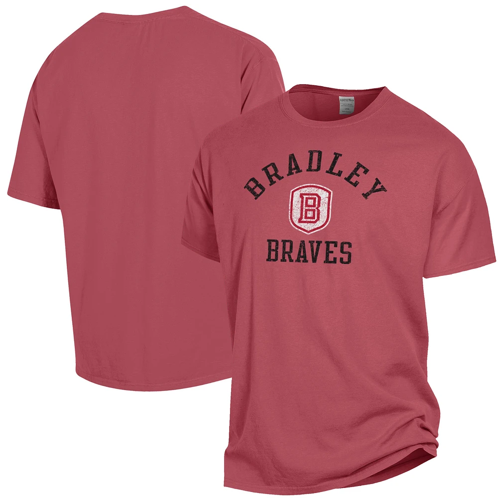 Men's ComfortWash Red Bradley Braves Arch Logo Garment Dyed T-Shirt