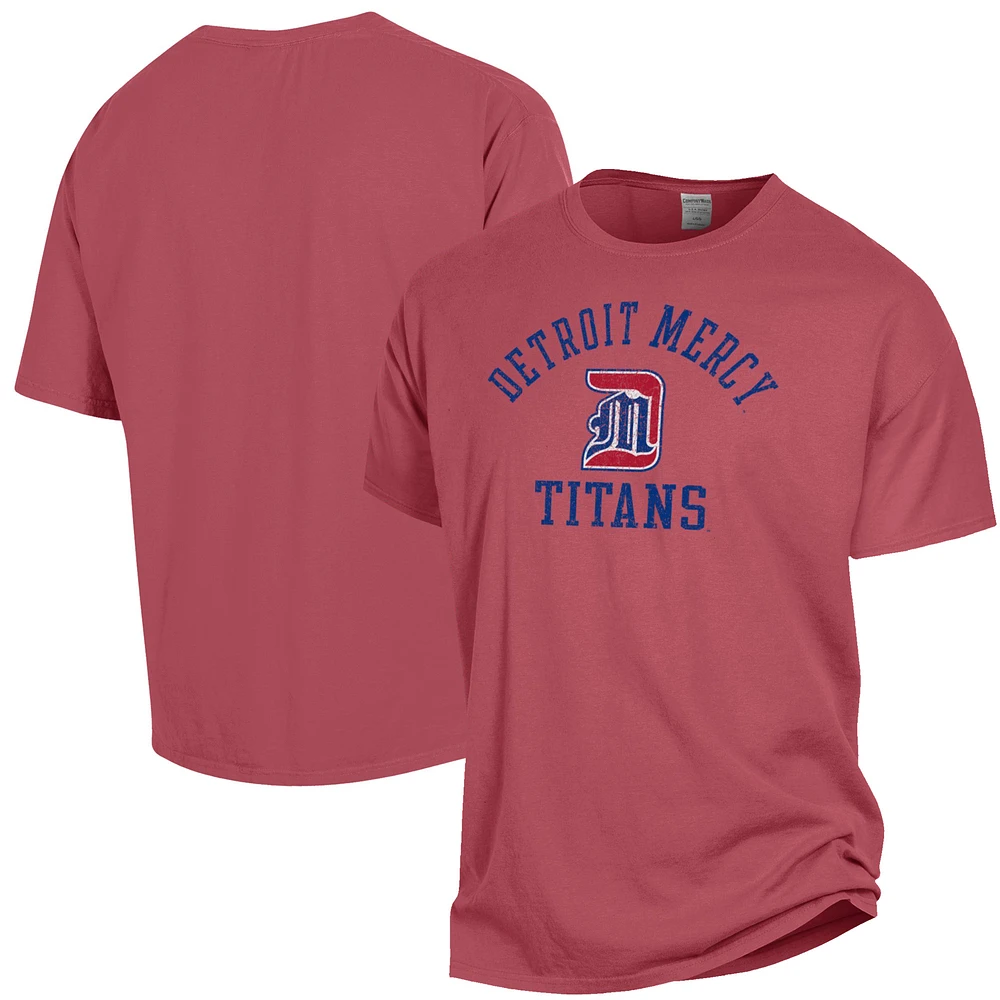 Men's ComfortWash Red University of Detroit Mercy Titans Arch Logo Garment Dyed T-Shirt