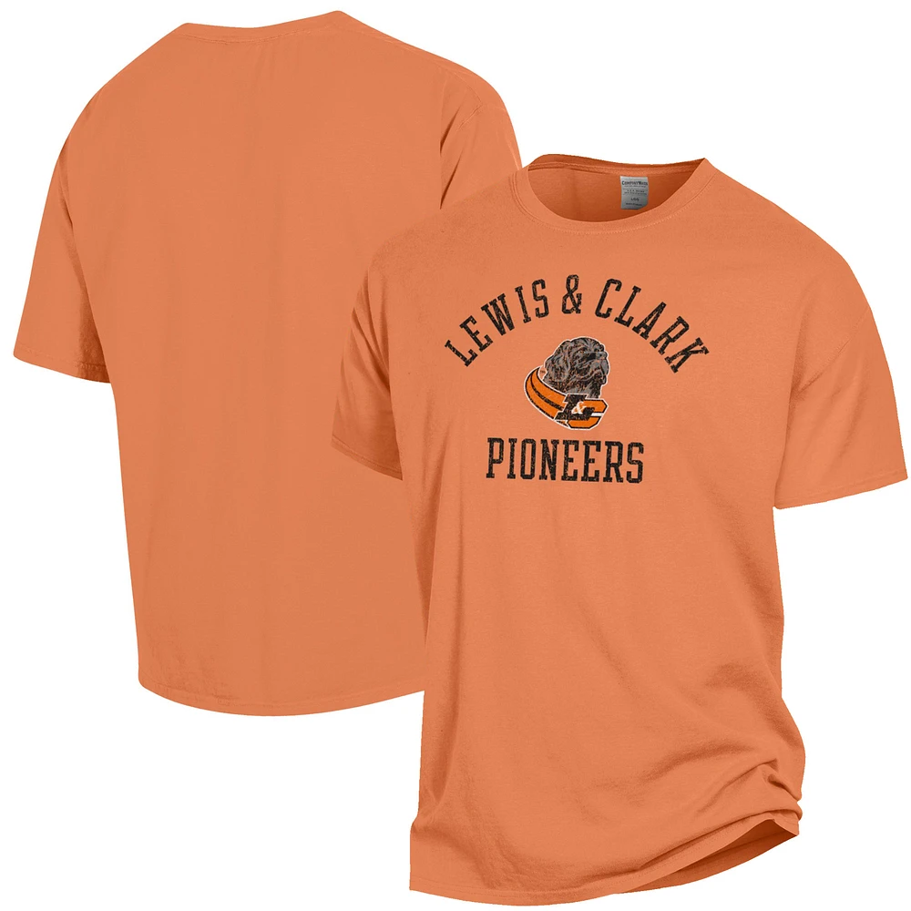Men's ComfortWash Orange Lewis & Clark College Pioneers Arch Logo Garment Dyed T-Shirt