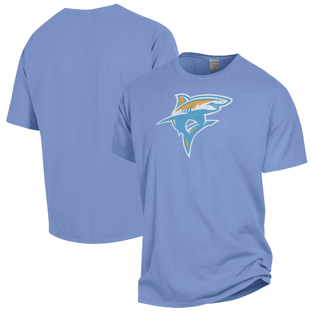 Men's ComfortWash Powder Blue LIU Sharks Arch Logo Garment Dyed T-Shirt