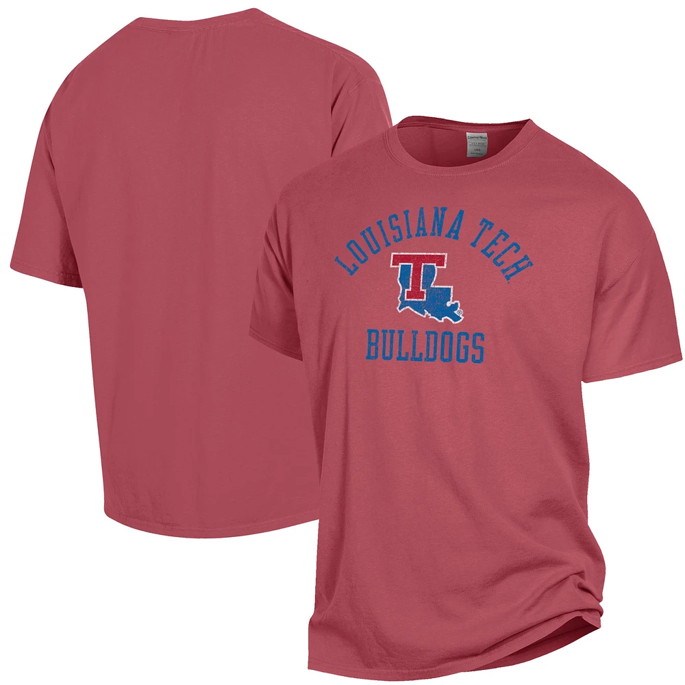 Men's ComfortWash Red Louisiana Tech Bulldogs Arch Logo Garment Dyed T-Shirt