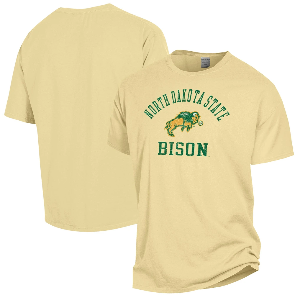 Men's ComfortWash Yellow NDSU Bison Arch Logo Garment Dyed T-Shirt
