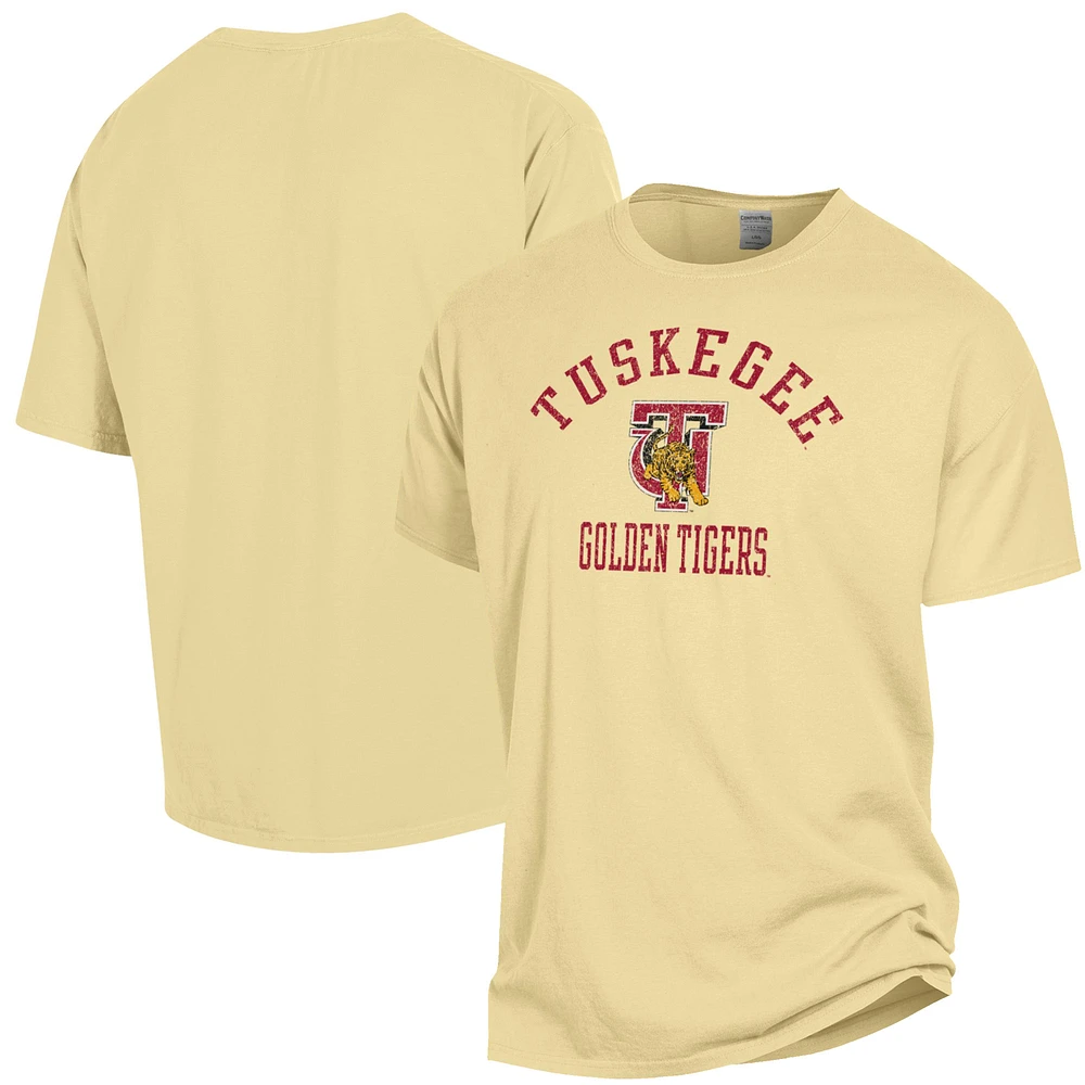Men's ComfortWash Gold Tuskegee Golden Tigers Arch Logo Garment Dyed T-Shirt