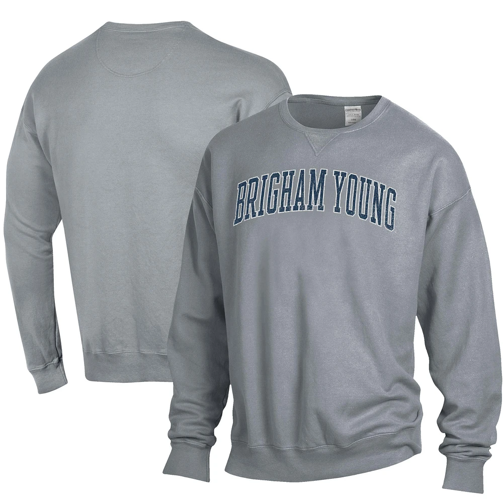 Men's ComfortWash Gray BYU Cougars Garment Dyed Pullover Sweatshirt