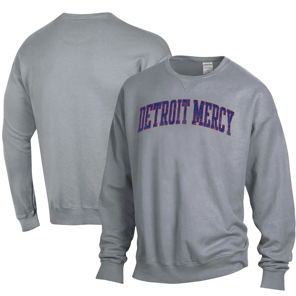Men's ComfortWash Gray University of Detroit Mercy Titans Garment Dyed Pullover Sweatshirt