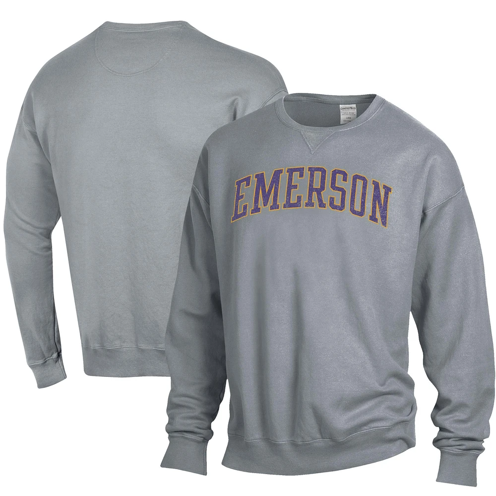 Men's ComfortWash Gray Emerson College Lions Garment Dyed Pullover Sweatshirt