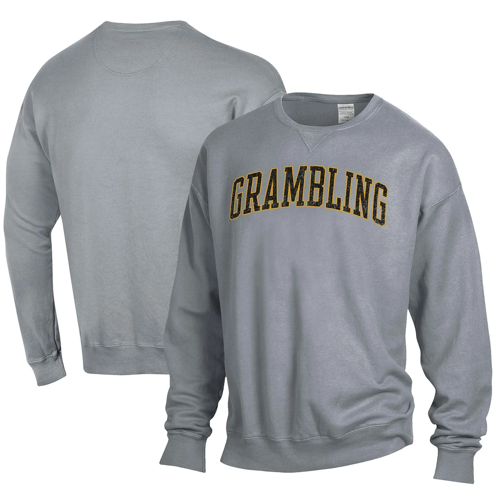 Men's ComfortWash Gray Grambling Tigers Garment Dyed Pullover Sweatshirt