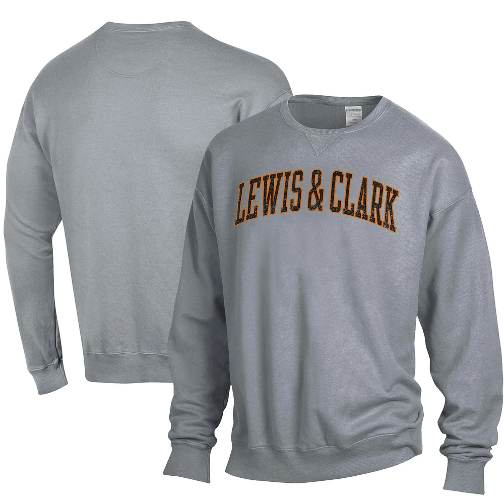 Men's ComfortWash Gray Lewis & Clark College Pioneers Garment Dyed Pullover Sweatshirt