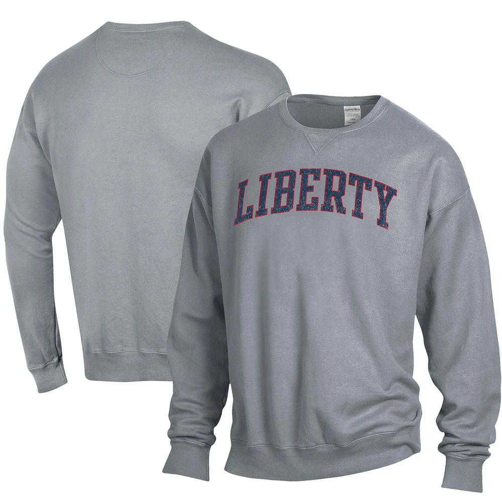 Men's ComfortWash Gray Liberty Flames Garment Dyed Pullover Sweatshirt
