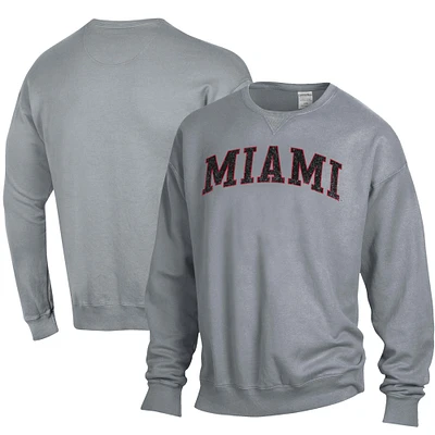 Men's ComfortWash Gray Miami University RedHawks Garment Dyed Pullover Sweatshirt