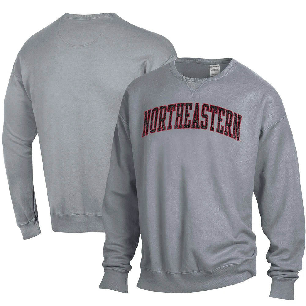 Men's ComfortWash Gray Northeastern Huskies Garment Dyed Pullover Sweatshirt