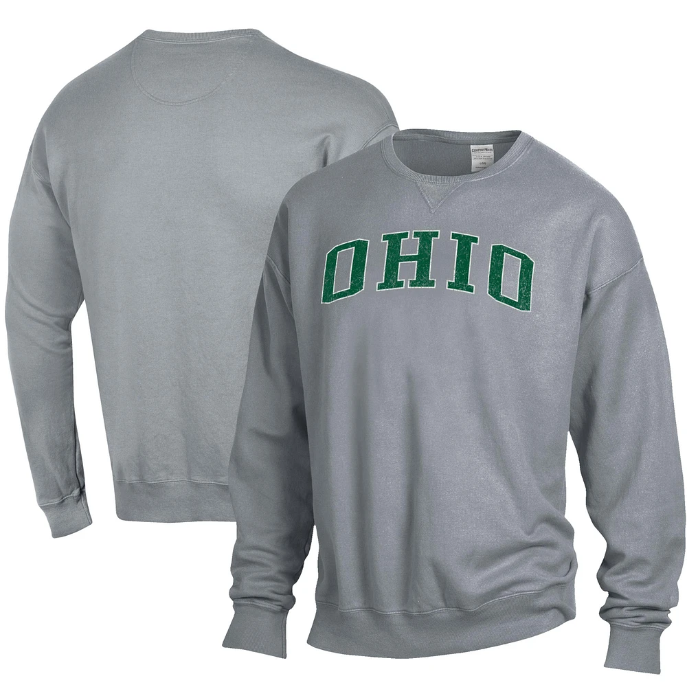 Men's ComfortWash Gray Ohio Bobcats Garment Dyed Pullover Sweatshirt